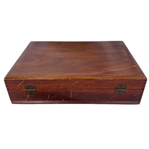 Vintage Naken’s Tarnish Proof Silverware Wooden Chest Flatware Storage Box Only - Picture 4 of 16